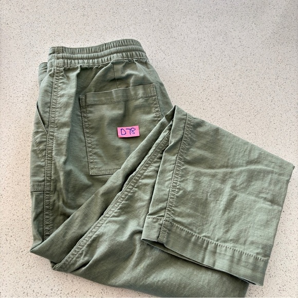 Loft Womens Size 6 Cotton Spandex Seaside Cropped Pant Sage Green Drawstring - Picture 14 of 14